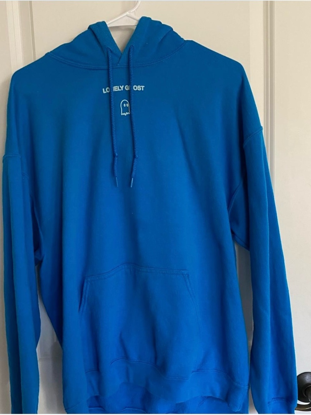 LONELY GHOST Royal Blue Pullover Hoodie with Small Ghost Logo